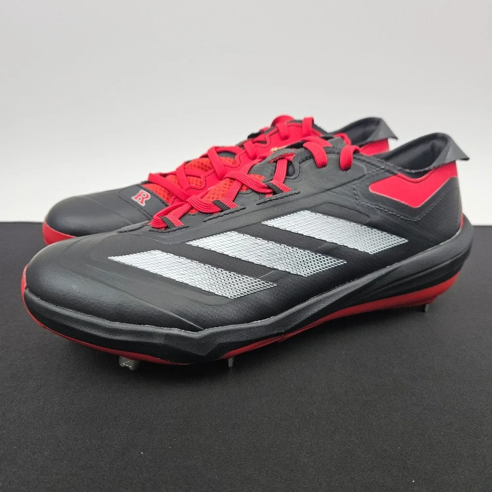 Adidas Adizero Impact NCAA Rutgers Baseball Cleats Red Black JR3048‎ Mens Sz 8.5